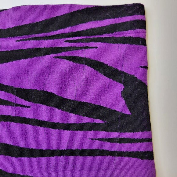 Purple Black Zebra Print Stretchy Elastic Tube Top Animal Print Bandeau Crop Top - Picture 6 of 10